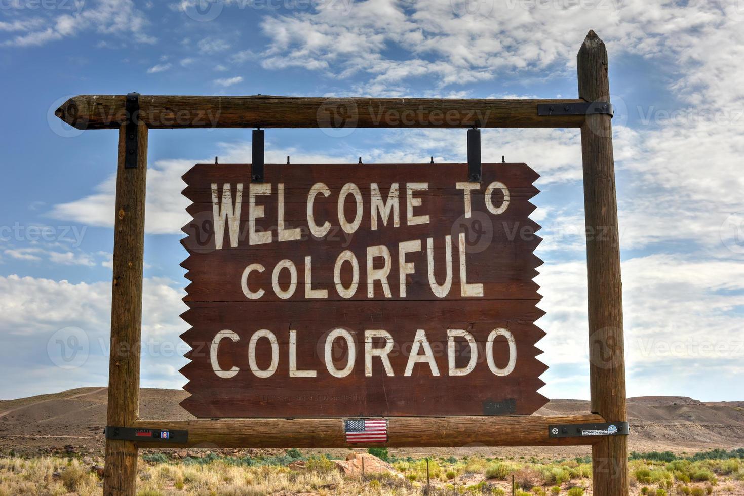 Sign Welcome to Colorful Colorado on the state border. photo