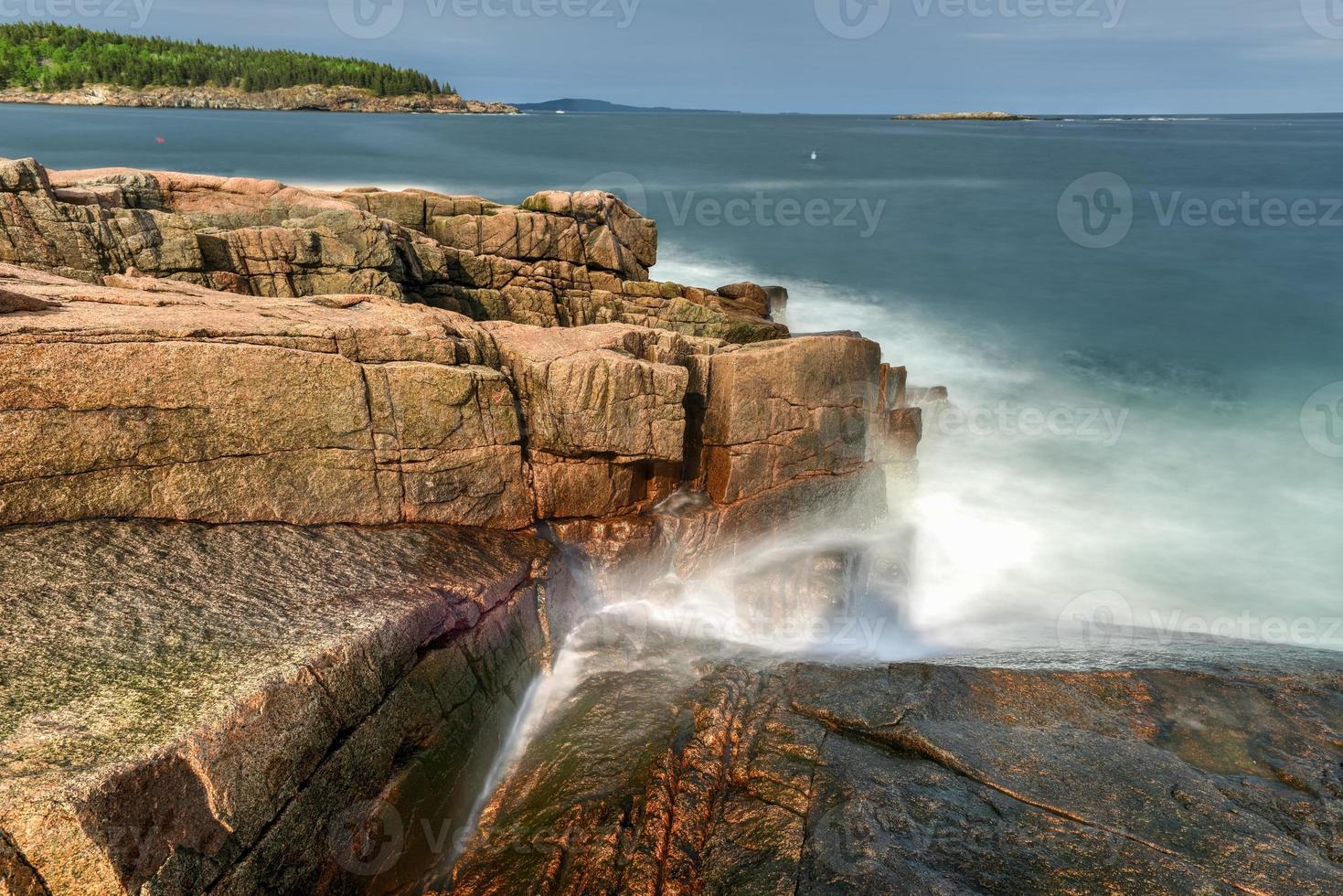 Acadia National Park rocky coast in Maine in the summer. photo