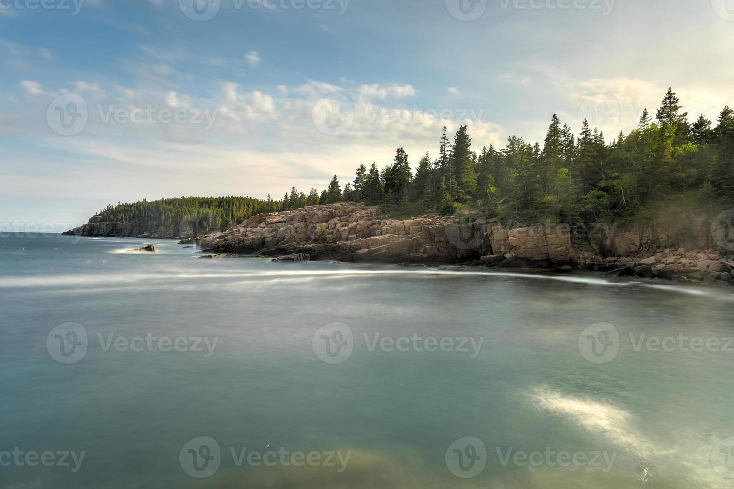 Rocky coast of Monument Cove in Acadia National Park Maine in the summer. photo