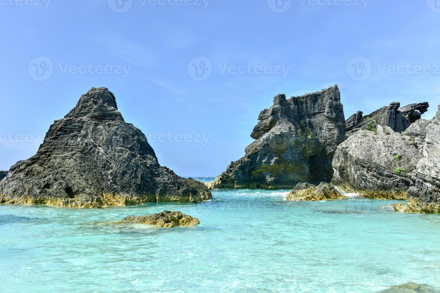Crystal clear waters of Horseshoe Bay Cove in Bermuda. photo
