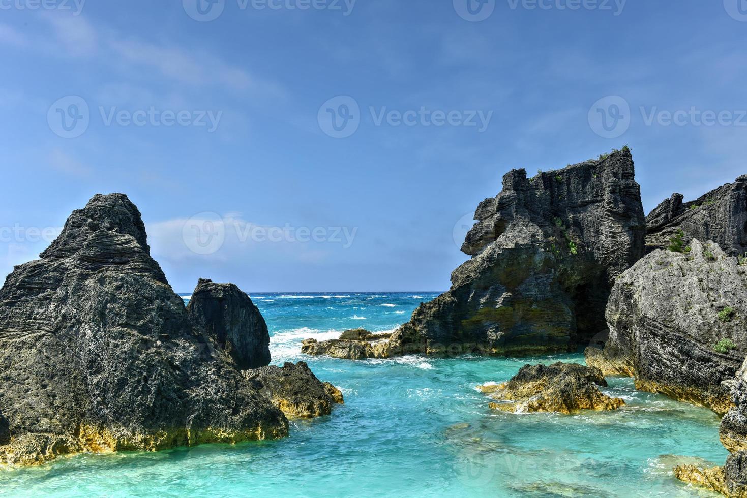 Crystal clear waters of Horseshoe Bay Cove in Bermuda. photo