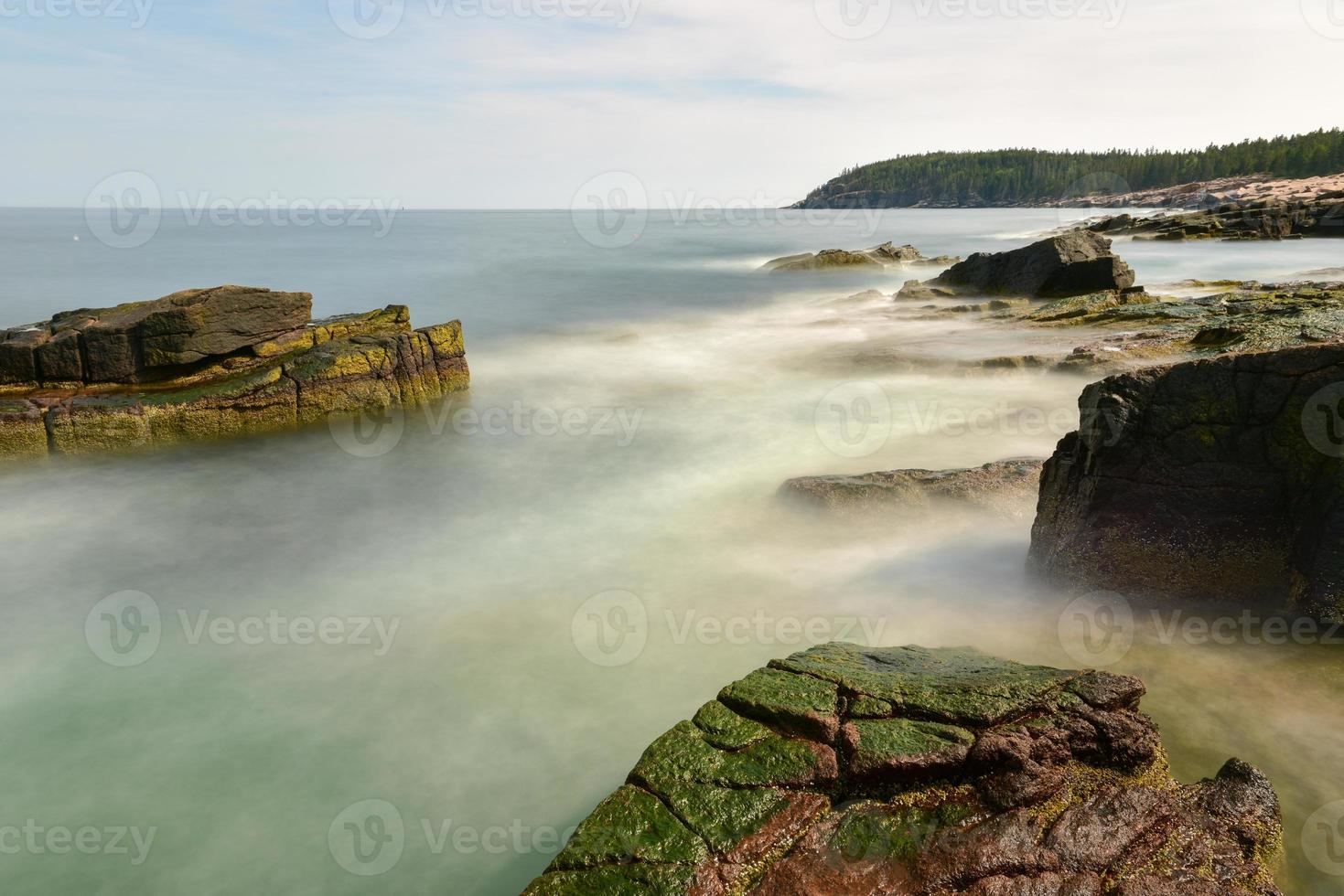 The rocky coast in Acadia National Park, Maine near Thunder Hole in the summer. photo