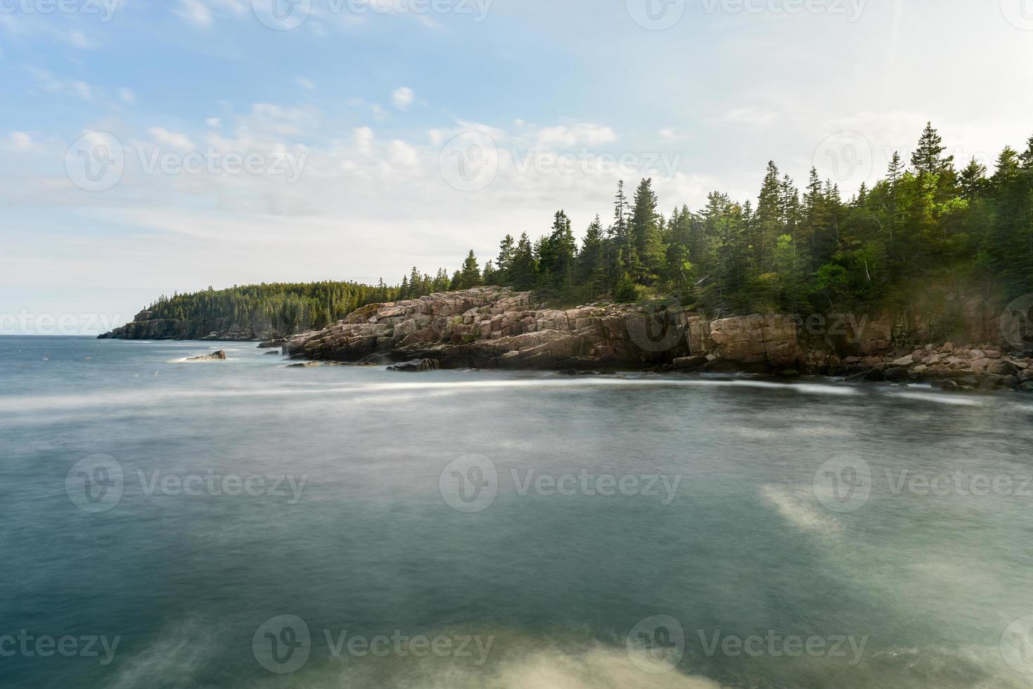 Rocky coast of Monument Cove in Acadia National Park Maine in the summer. photo
