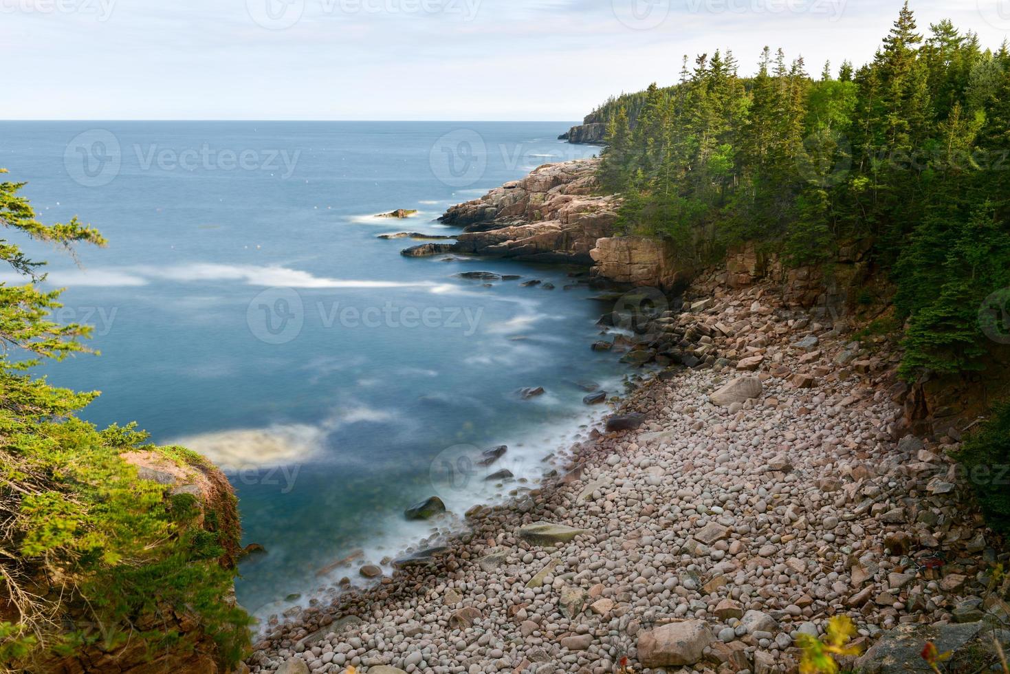 Rocky coast of Monument Cove in Acadia National Park Maine in the summer. photo