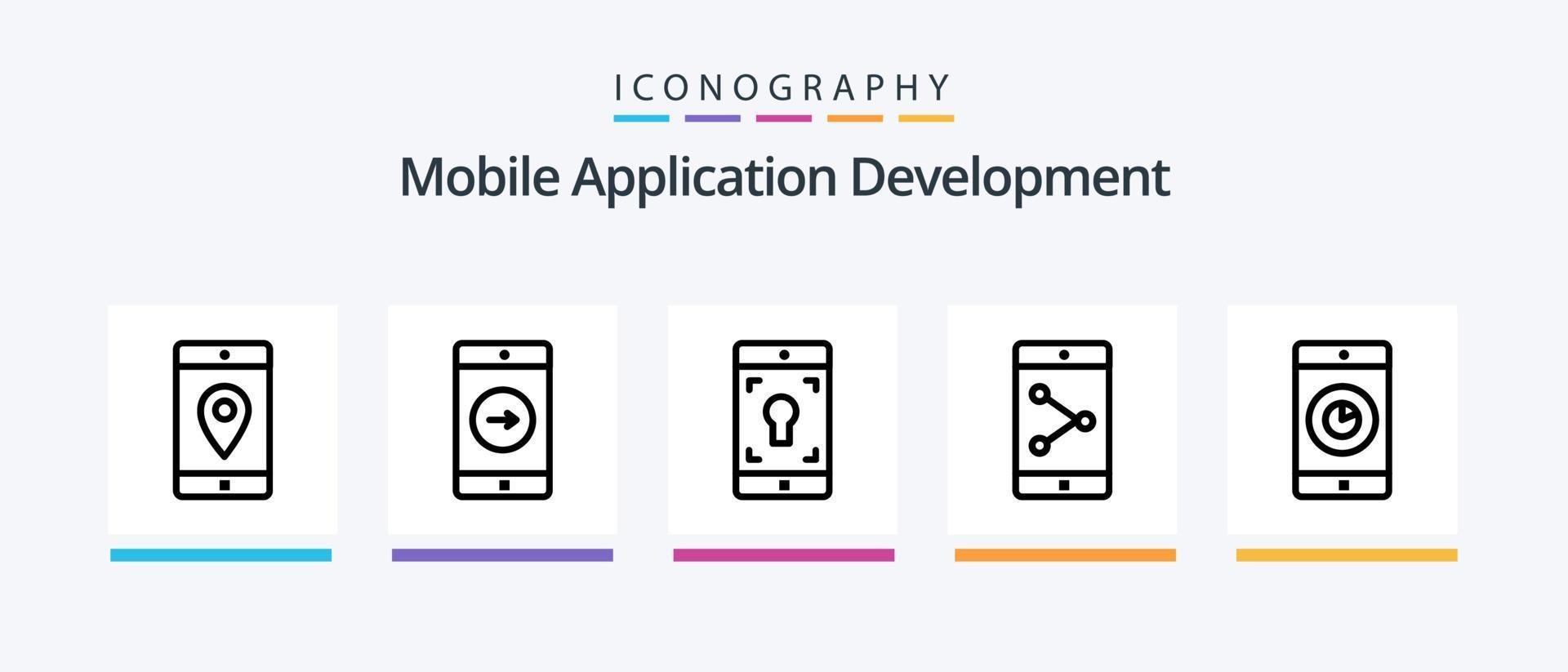 Mobile Application Development Line 5 Icon Pack Including mobile. mobile. mobile application. disabled mobile. mobile. Creative Icons Design vector