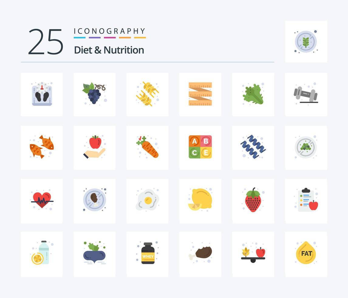 paquete de iconos de 25 colores planos de dieta y nutrición que incluye saludable. dieta. dieta. cintura. dieta vector