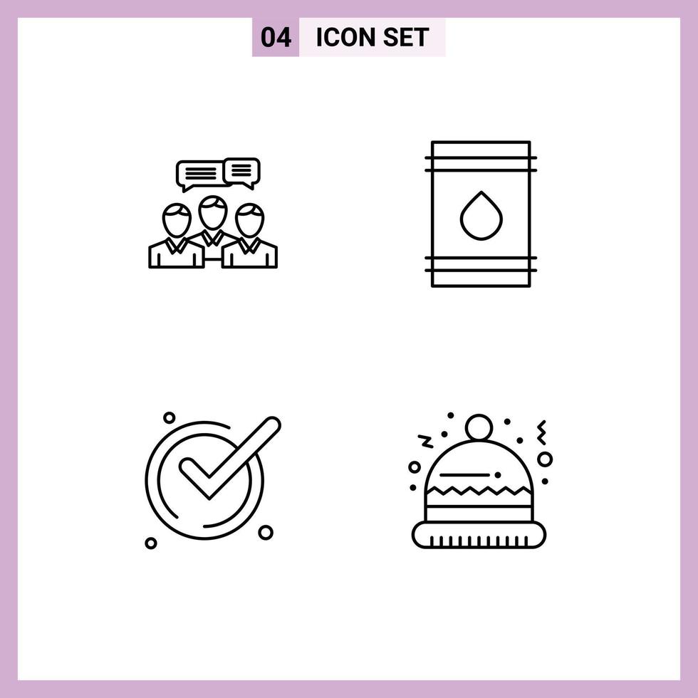 4 Line concept for Websites Mobile and Apps chat flamable dialog barrel accept Editable Vector Design Elements