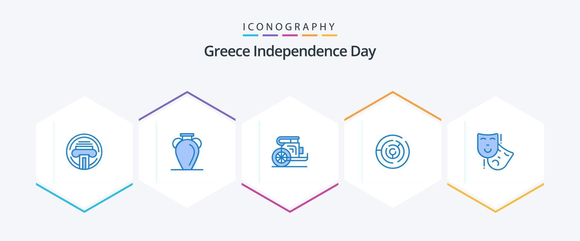 Greece Independence Day 25 Blue icon pack including maze. circle maze. vase. circle. prince vector