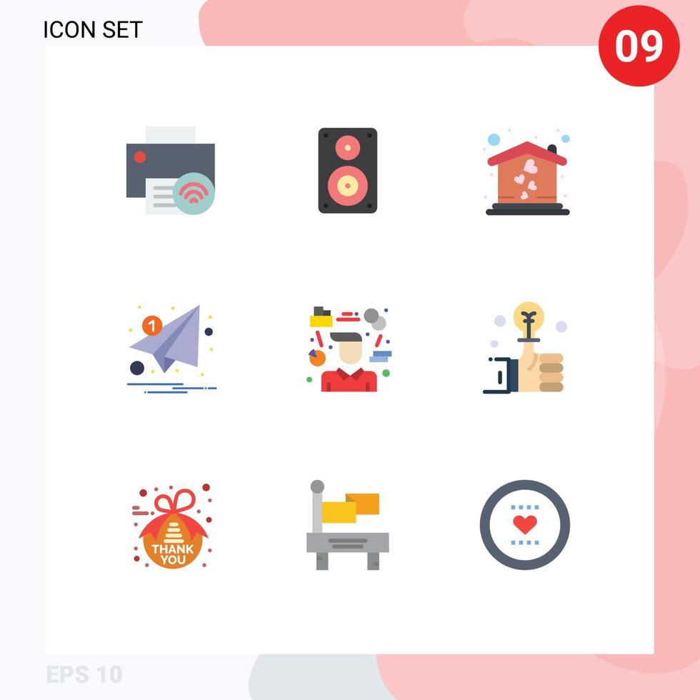 Universal Icon Symbols Group of 9 Modern Flat Colors of paper marketing monitor letter sweet home Editable Vector Design Elements