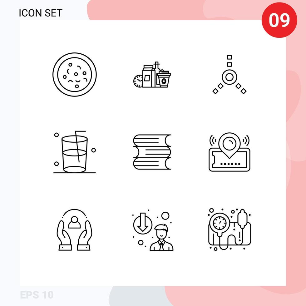 9 Creative Icons Modern Signs and Symbols of pin files connection education water Editable Vector Design Elements