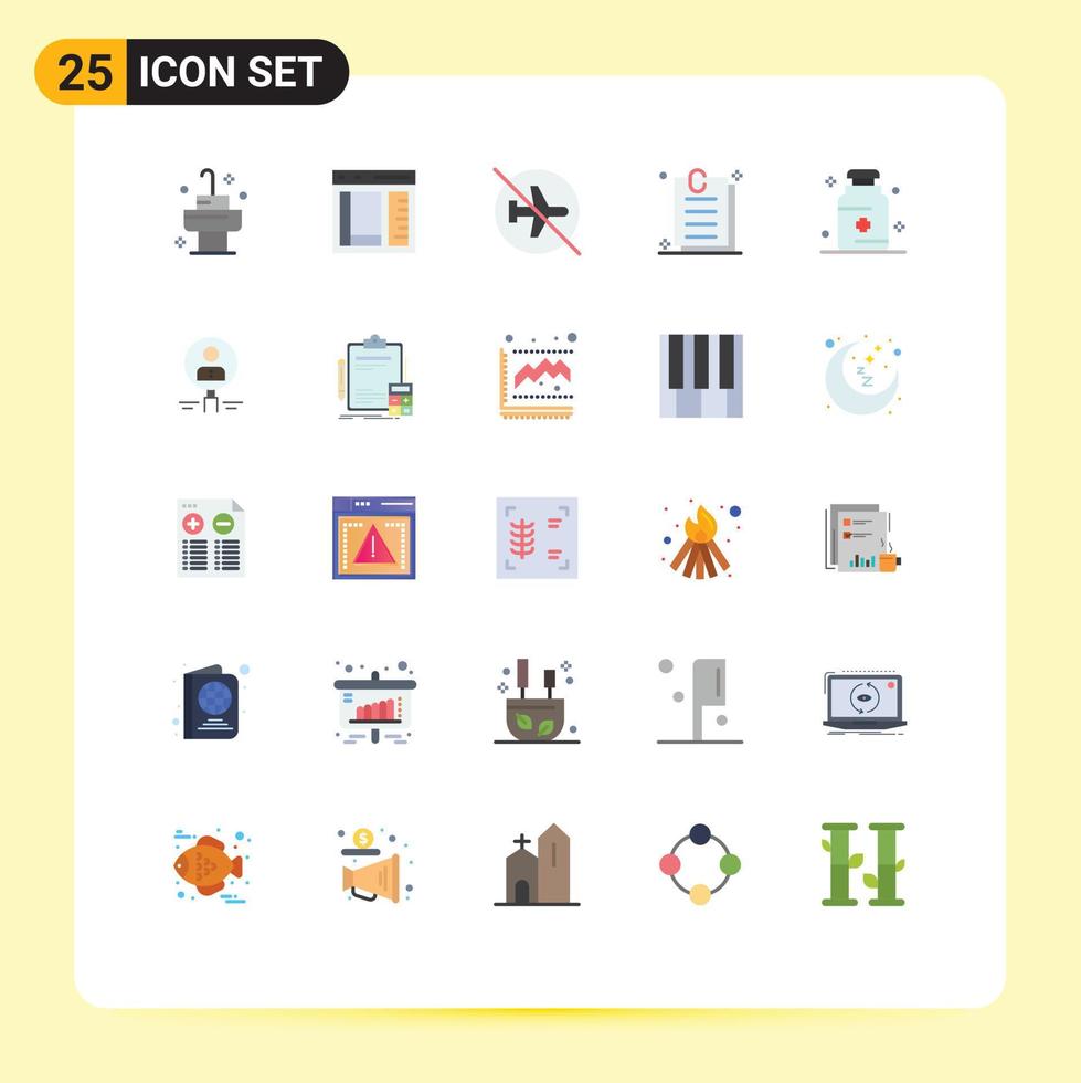 Pack of 25 creative Flat Colors of hospital paper airport document sign Editable Vector Design Elements