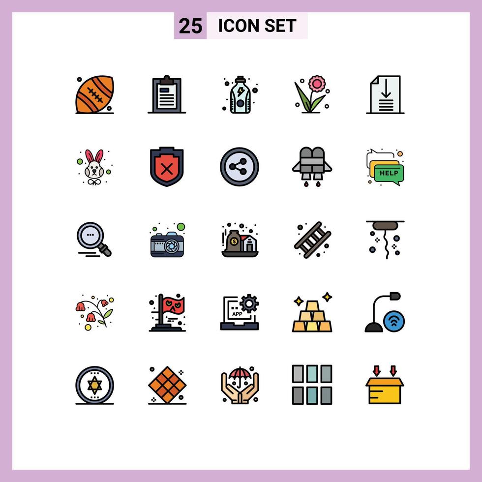 Stock Vector Icon Pack of 25 Line Signs and Symbols for spring flower paper floral protein Editable Vector Design Elements