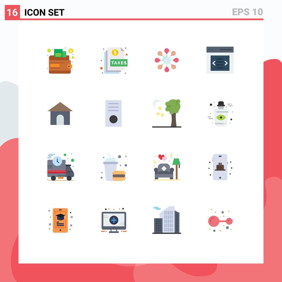 Pictogram Set of 16 Simple Flat Colors of house building solidarity user interface Editable Pack of Creative Vector Design Elements