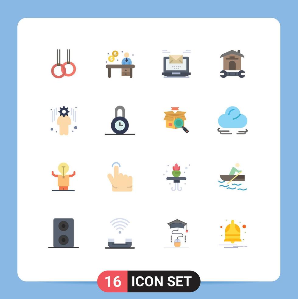 Universal Icon Symbols Group of 16 Modern Flat Colors of business tool laptop repair house Editable Pack of Creative Vector Design Elements