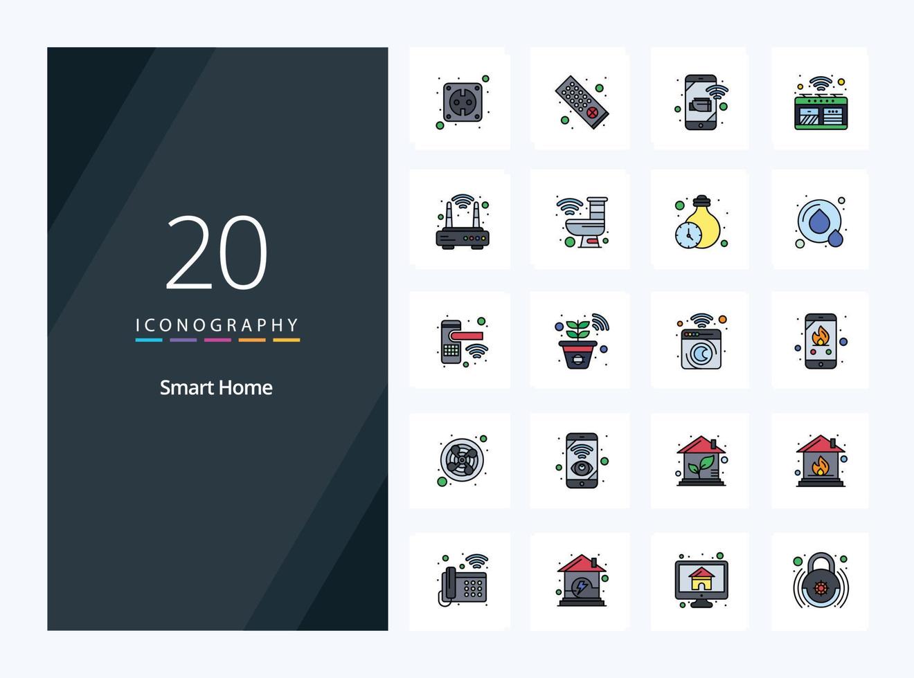 20 Smart Home line Filled icon for presentation vector