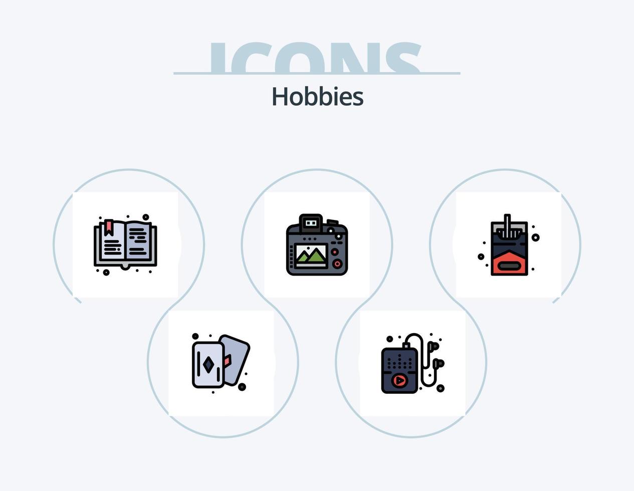 línea de pasatiempos paquete de iconos llenos 5 diseño de iconos. . Moda. escribir. modista. pasatiempo vector