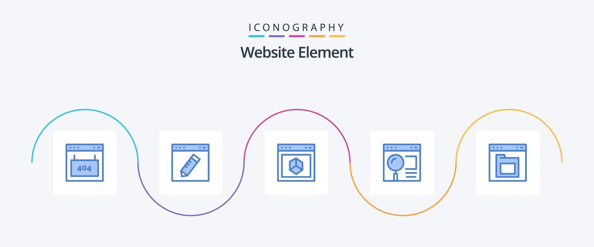 Website Element Blue 5 Icon Pack Including page. browser. education. site. element vector