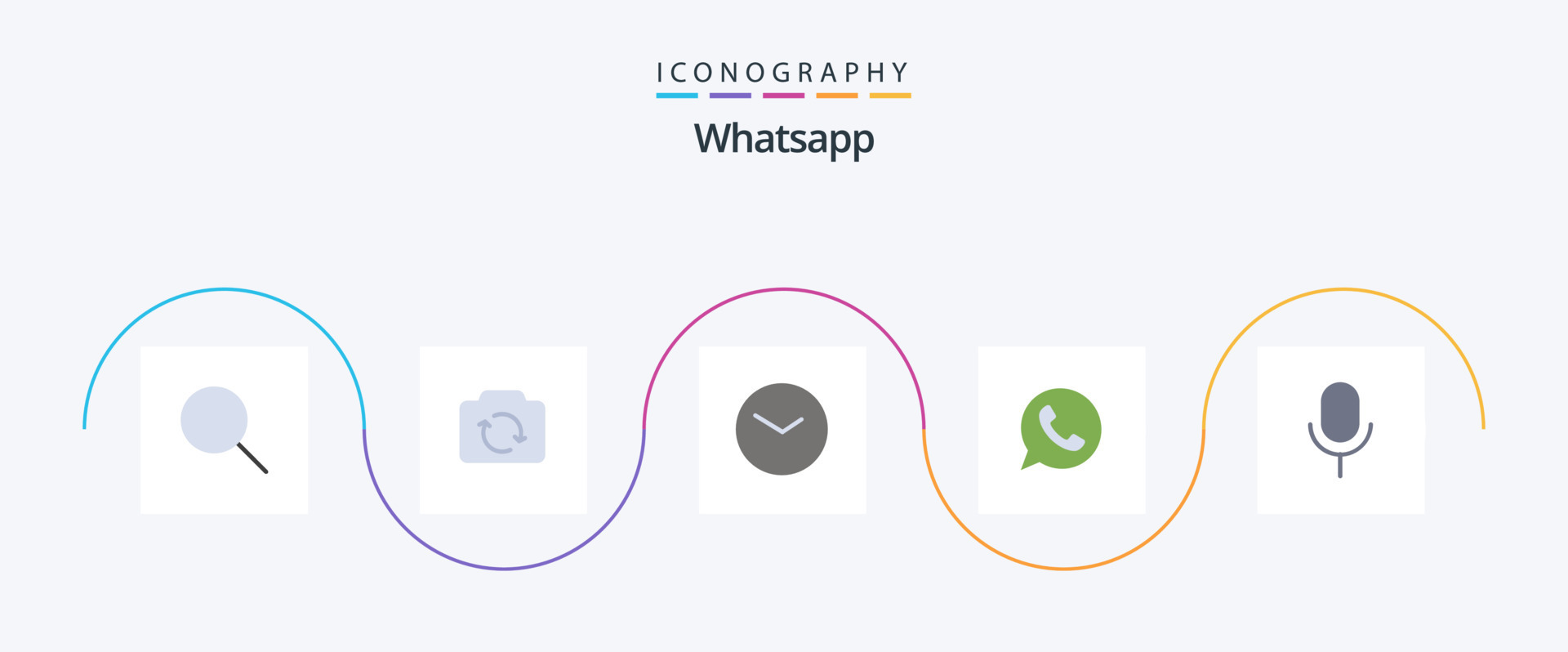 Whatsapp Flat 5 Icon Pack Including microphone. watts app. basic