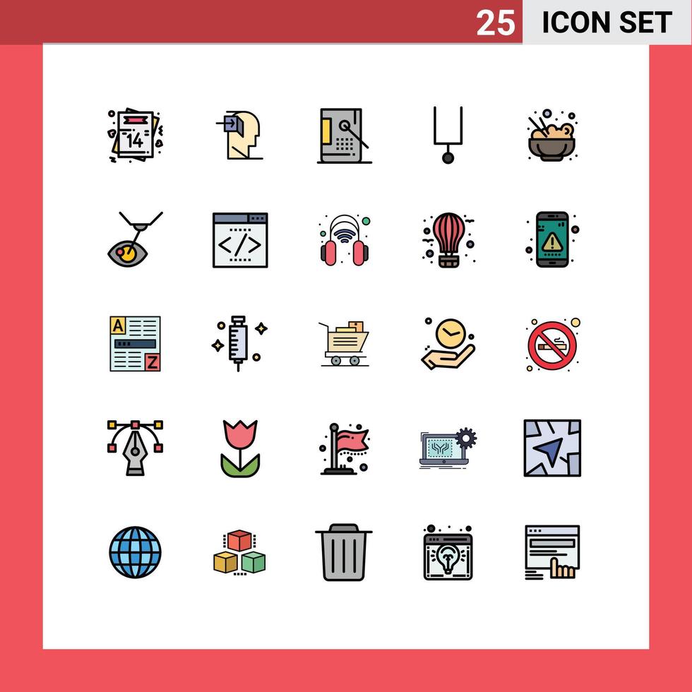25 User Interface Filled line Flat Color Pack of modern Signs and Symbols of tuning fork instrument mind paint design Editable Vector Design Elements
