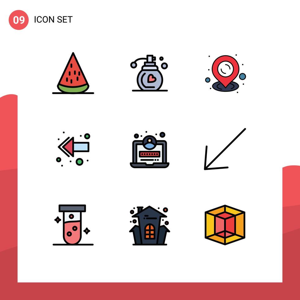 9 iconos creativos signos y símbolos modernos de desarrollo de mapas web de flecha elementos de diseño vectorial editables vector