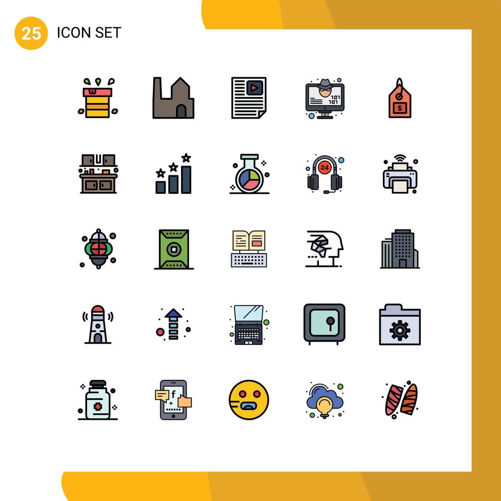 Stock Vector Icon Pack of 25 Line Signs and Symbols for virus hacker industry computer report Editable Vector Design Elements