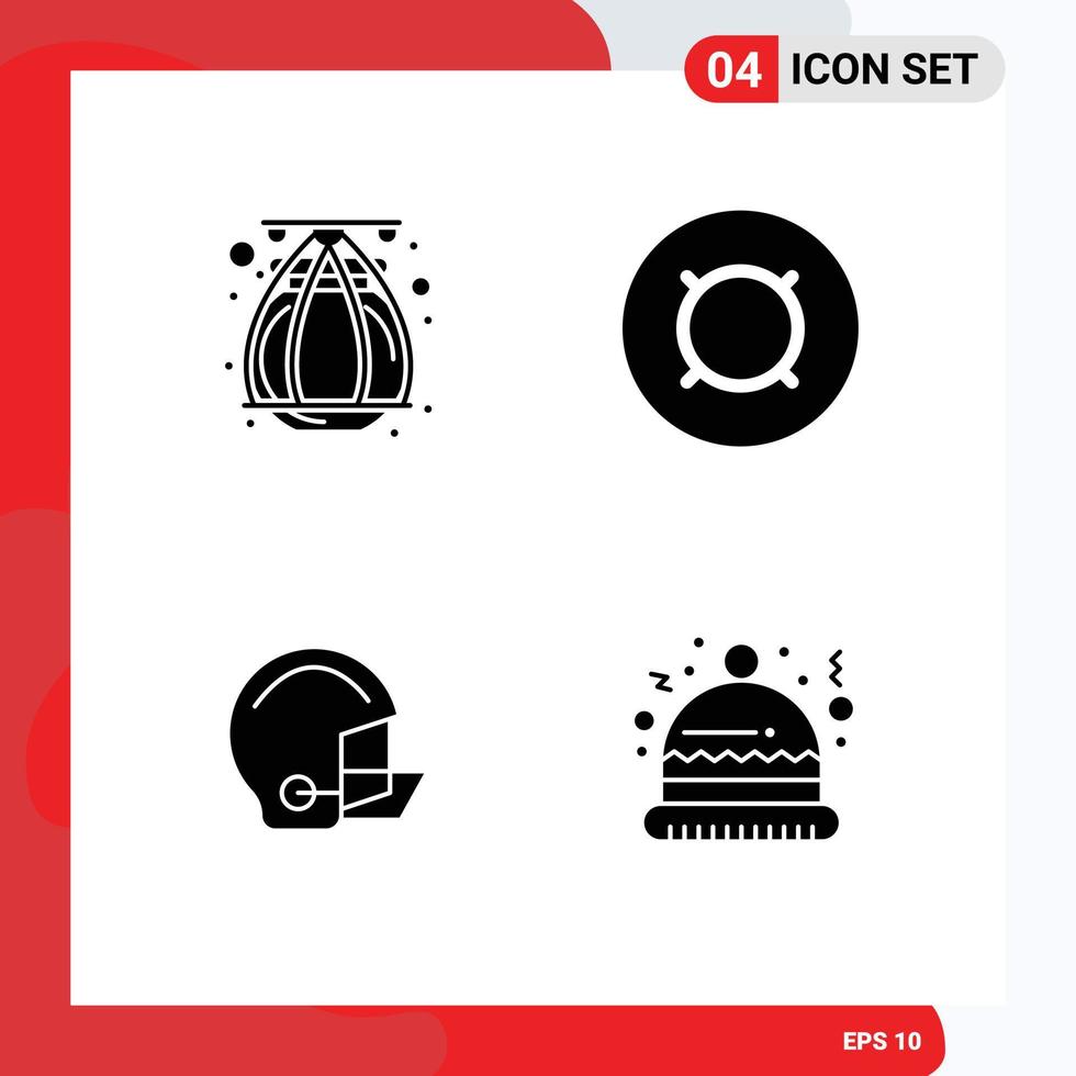 Pack of 4 Modern Solid Glyphs Signs and Symbols for Web Print Media such as india football generic money generic protective Editable Vector Design Elements