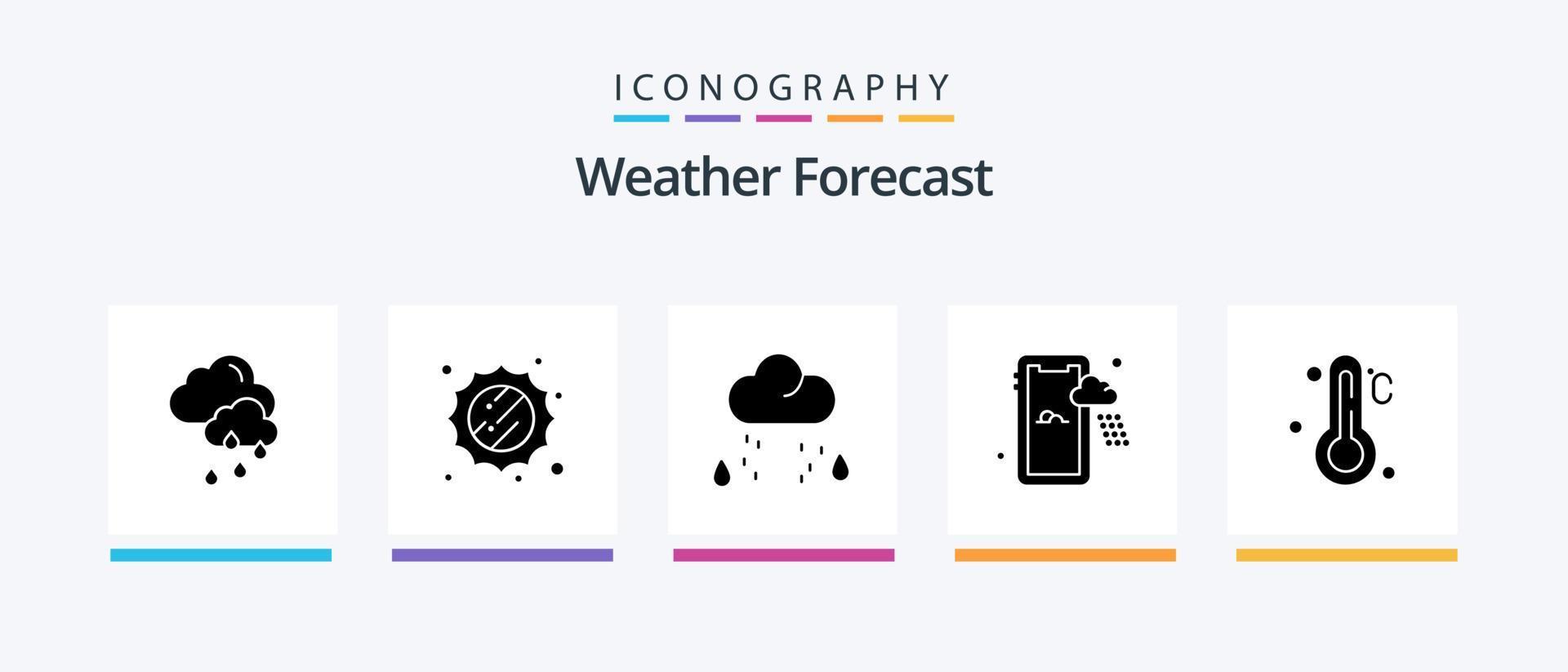 Weather Glyph 5 Icon Pack Including . weather. weather. thermometer. weather. Creative Icons Design vector