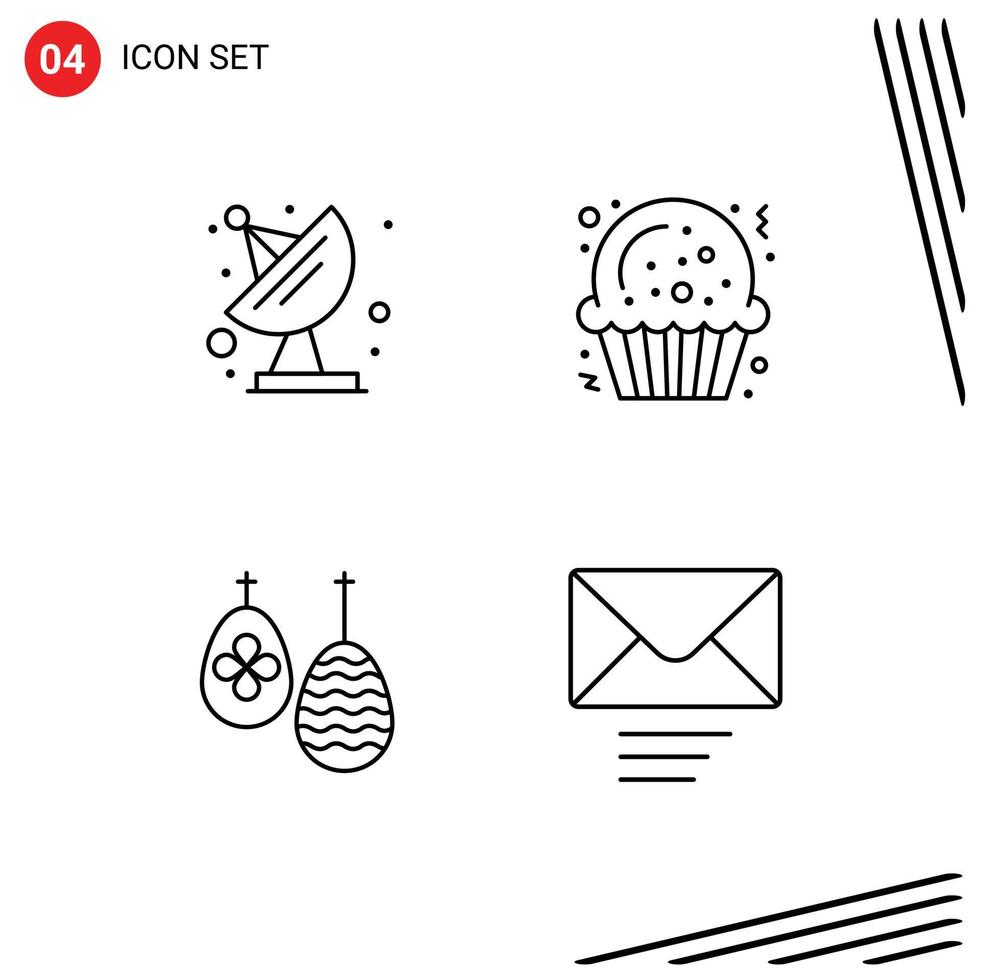 conjunto de 4 iconos de interfaz de usuario modernos símbolos signos para comida de antena mensaje de celebración de navidad elementos de diseño vectorial editables vector