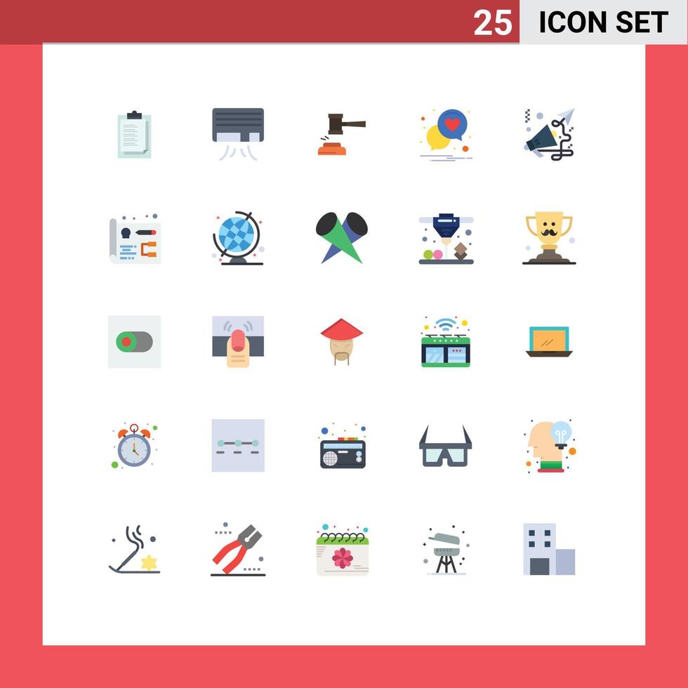25 Flat Color concept for Websites Mobile and Apps love chat auction legal judge Editable Vector Design Elements