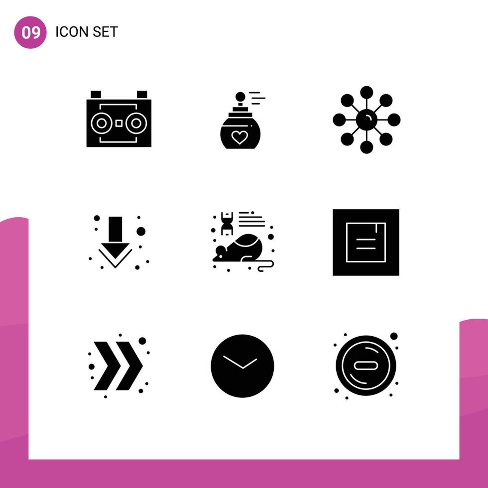 9 Universal Solid Glyph Signs Symbols of education down aroma arrow skin Editable Vector Design Elements