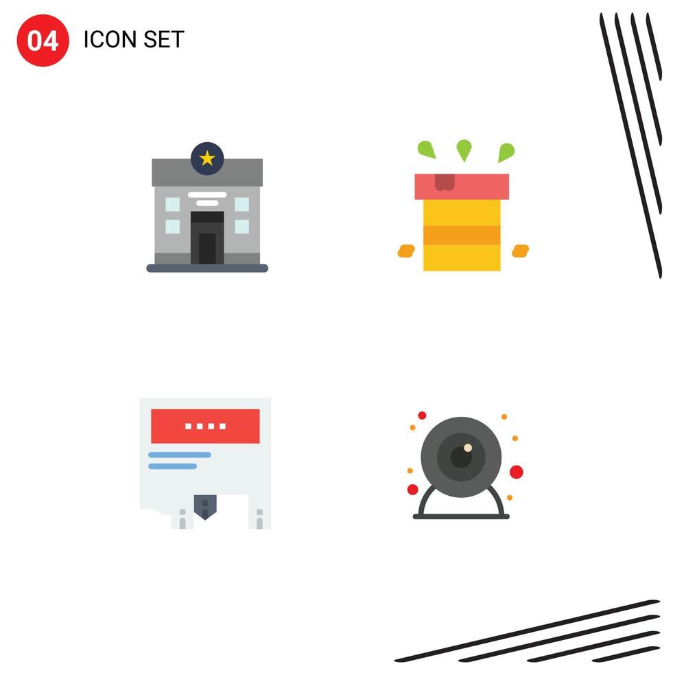4 Thematic Vector Flat Icons and Editable Symbols of city ad stare miscellaneous marketing Editable Vector Design Elements