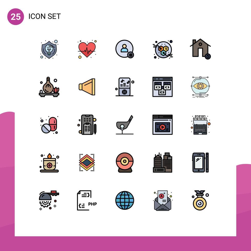 25 Creative Icons Modern Signs and Symbols of buildings molecules heart care energy twitter Editable Vector Design Elements