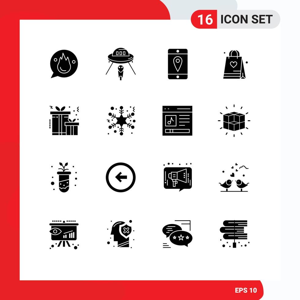 Modern Set of 16 Solid Glyphs and symbols such as christmas hobby spaceship hobbies cell Editable Vector Design Elements