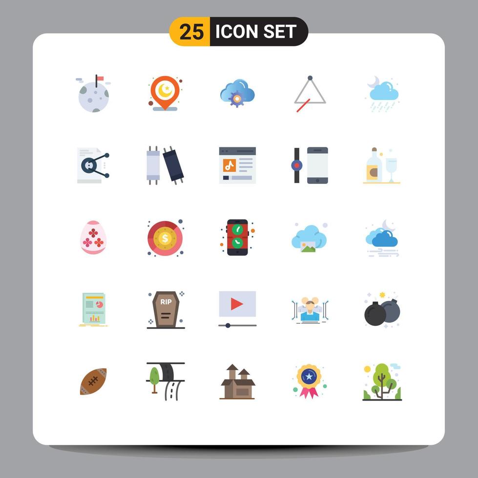 Pictogram Set of 25 Simple Flat Colors of cloud sound cloud music audio Editable Vector Design Elements
