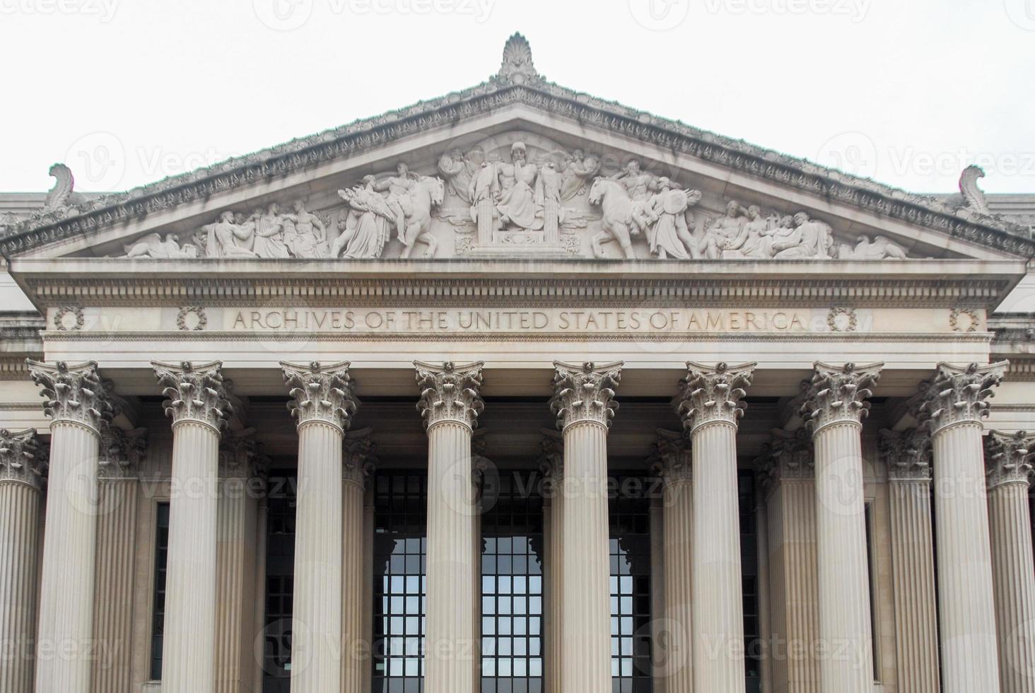 National Archives facade in Washington DC, United States photo