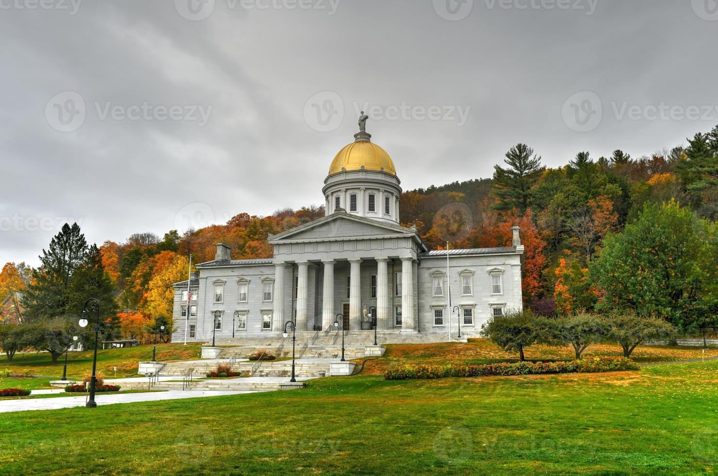 The State Capitol Building in Montpelier Vermont, USA. The current Greek Revival structure is the third building on the same site to be used as the State House. It was occupied in 1859. photo