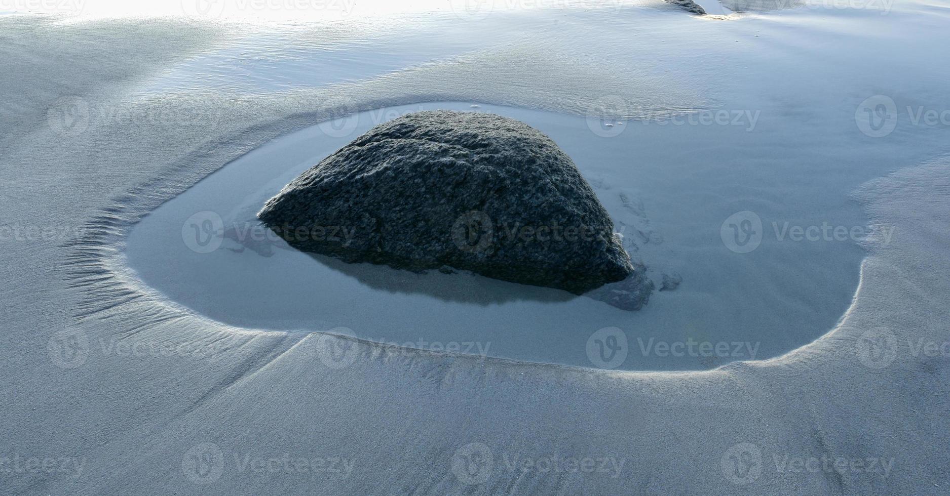 Vikten Beach in the Lofoten Islands, Norway in the winter at sunset. photo