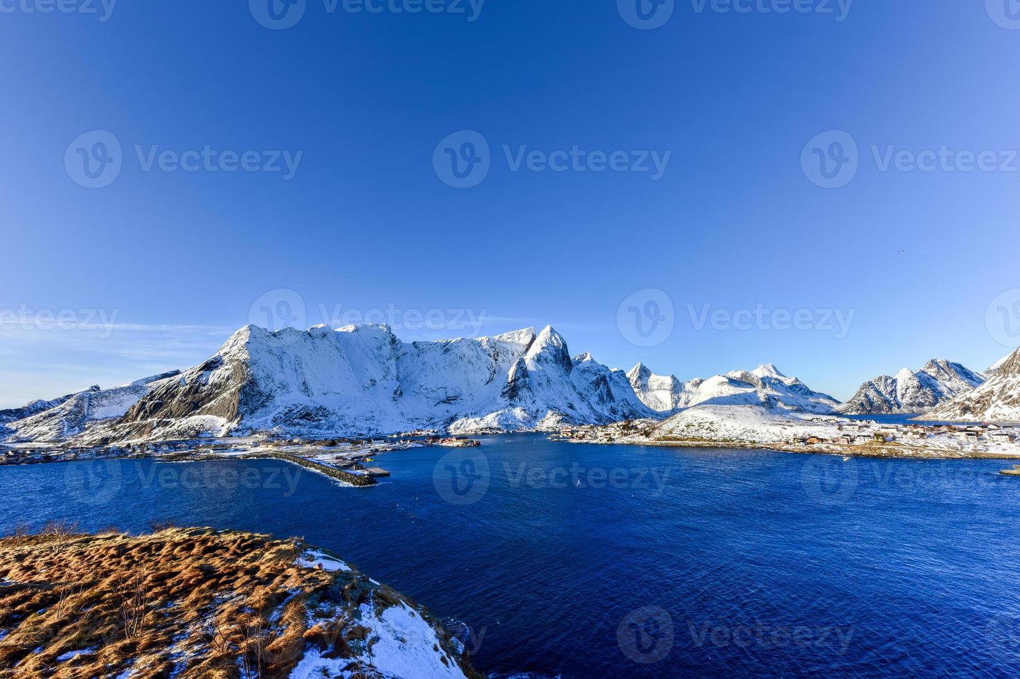 Winter in Olenilsoya in Reine, Lofoten Islands, Norway. photo