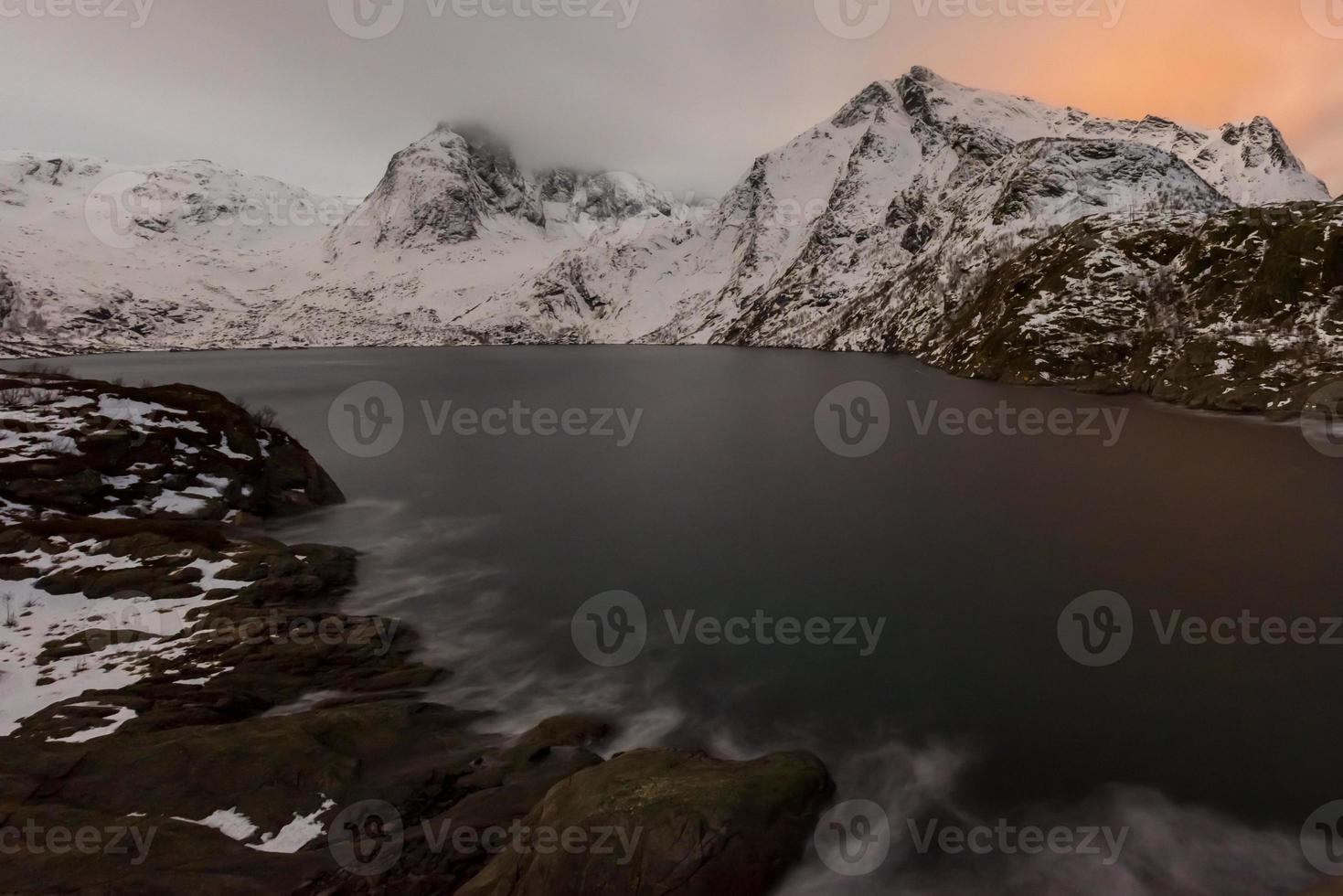 Winter time in Djupfjorden in Reine, Lofoten Islands, Norway. photo