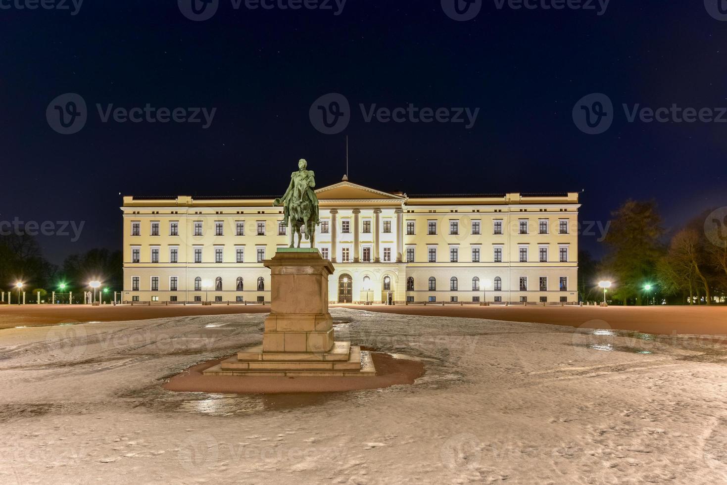 Royal Palace of Oslo at night. The palace is the official residence of the present Norwegian monarch. photo