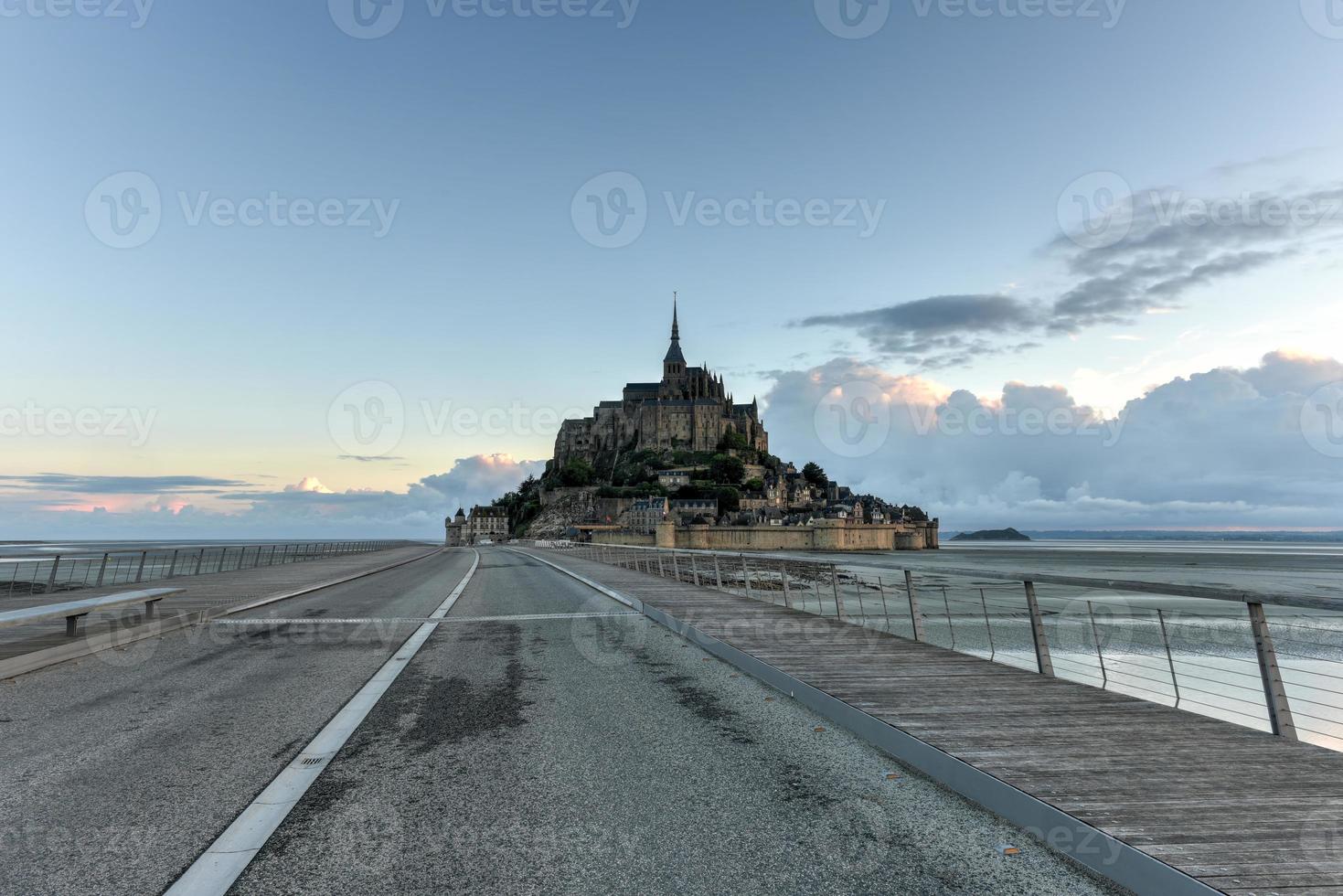 Beautiful Mont Saint-Michel cathedral on the island, Normandy, Northern France, Europe. photo