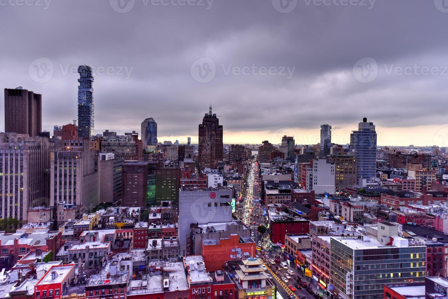Manhattan skyline view in the evening as dusk approaches. photo