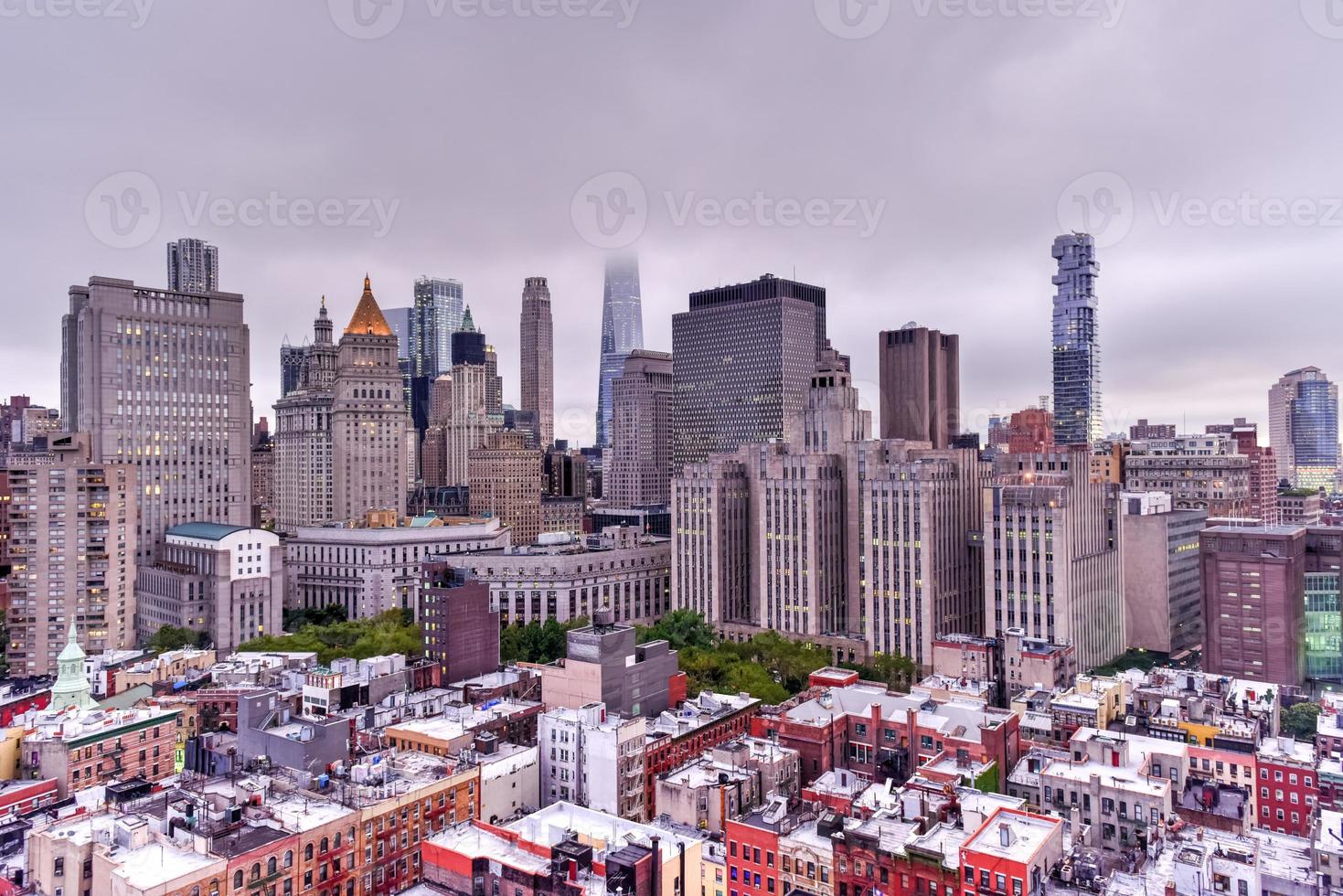 Manhattan skyline view in the evening as dusk approaches. photo