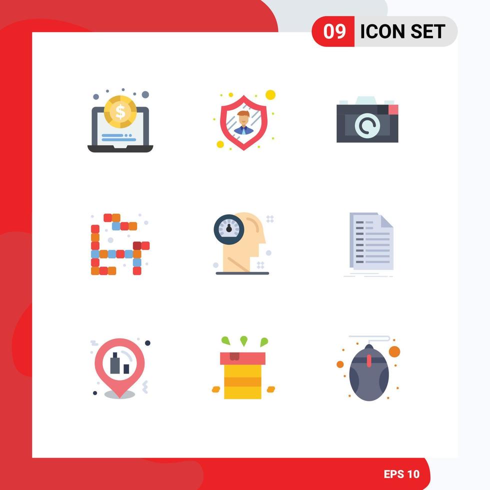 9 Thematic Vector Flat Colors and Editable Symbols of bill human photo head dashboard Editable Vector Design Elements