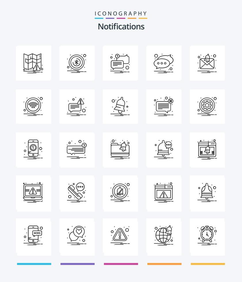 Creative Notifications 25 OutLine icon pack  Such As technology. message. message. alert. message vector