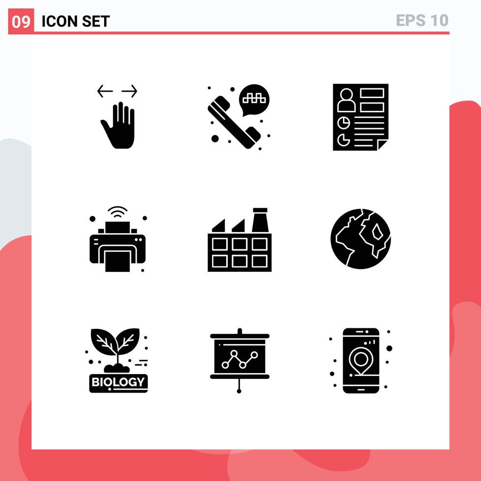 User Interface Pack of 9 Basic Solid Glyphs of wifi internet of things analytics internet report Editable Vector Design Elements