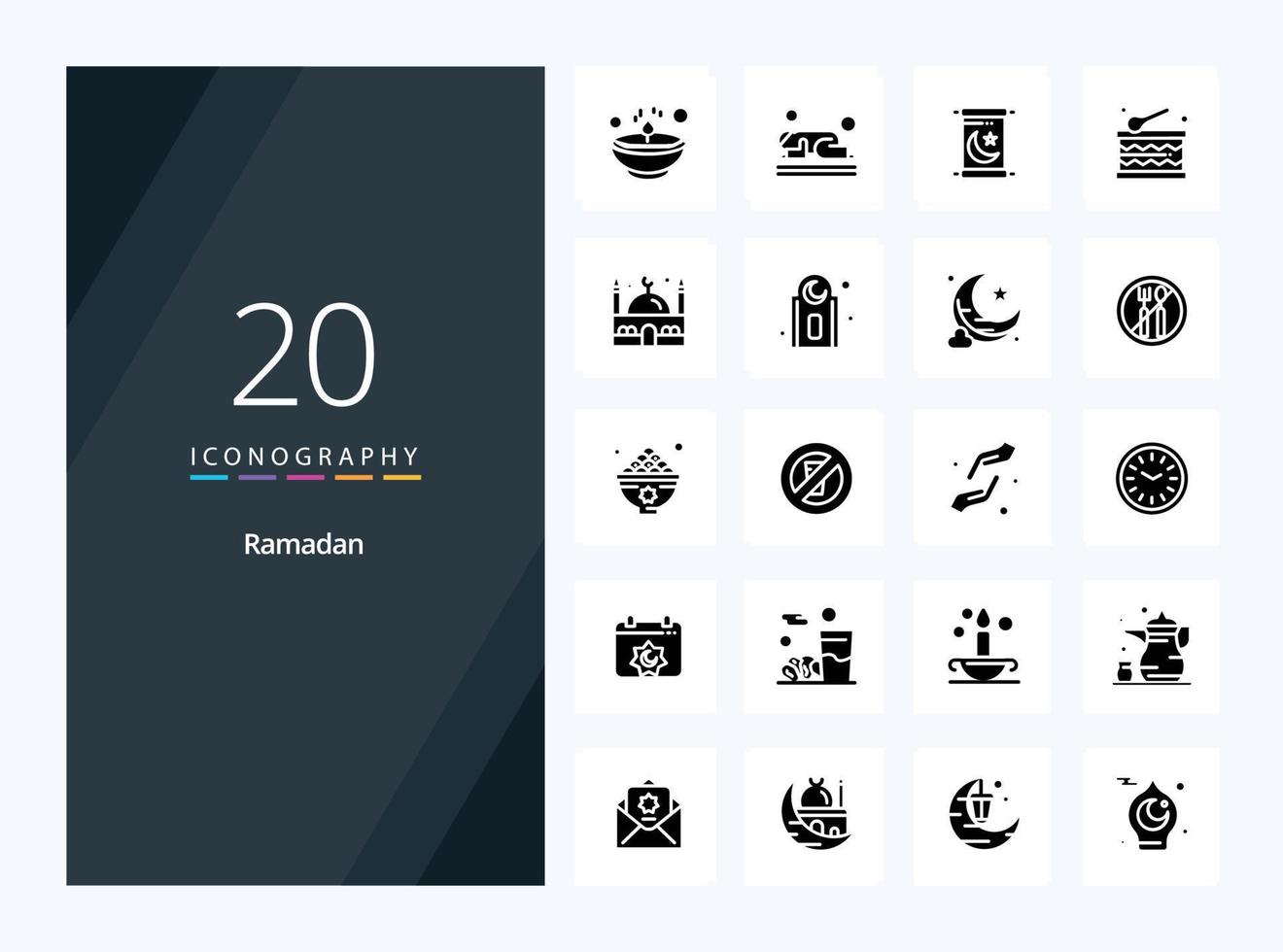 20 Ramadan Solid Glyph icon for presentation vector