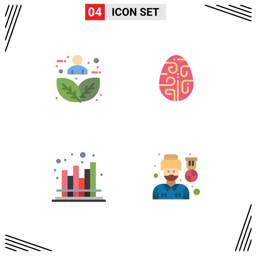 Modern Set of 4 Flat Icons Pictograph of plant leaf holiday nature decoration economics Editable Vector Design Elements