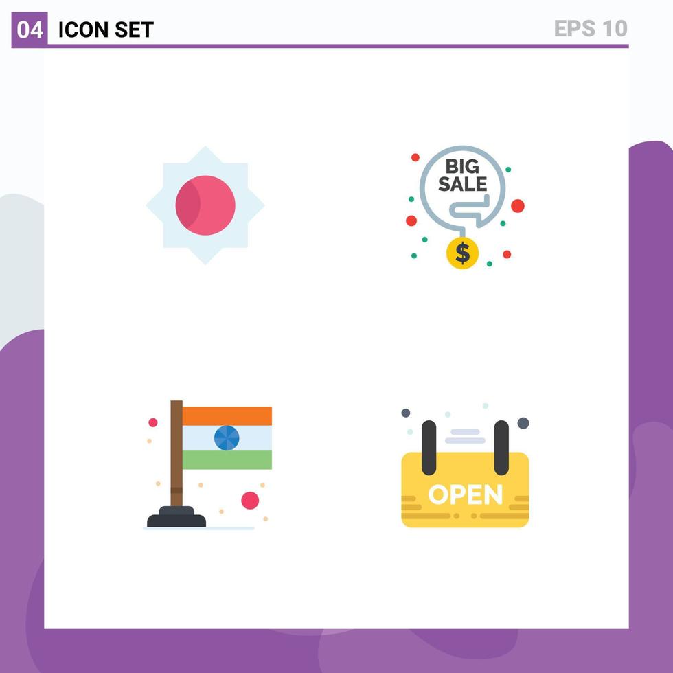 4 Thematic Vector Flat Icons and Editable Symbols of basic india big sale percentage shop Editable Vector Design Elements