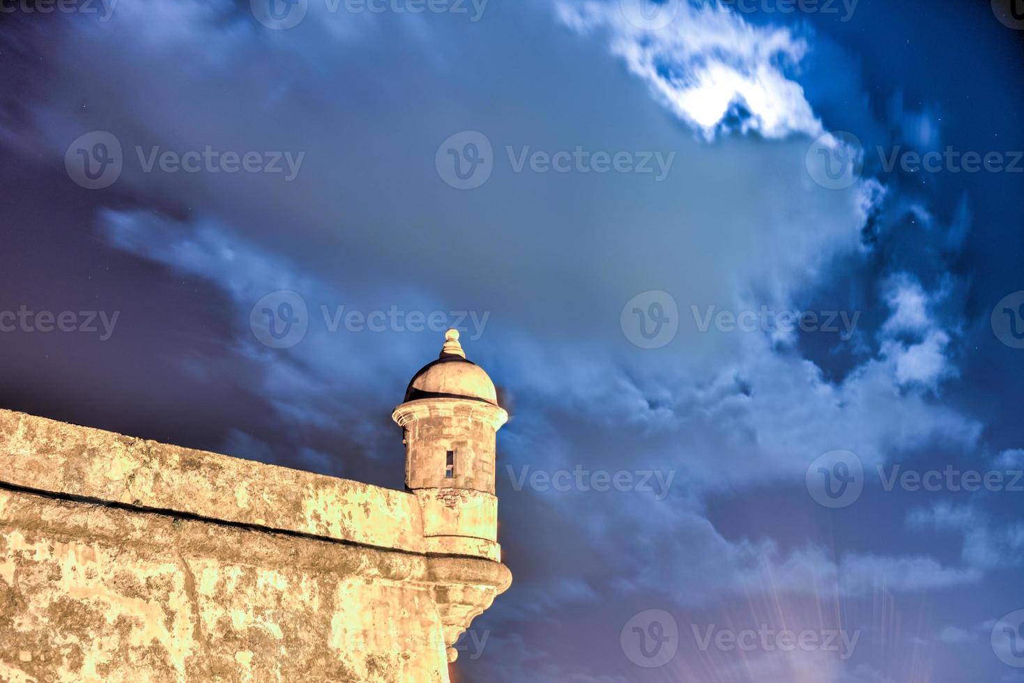 Castillo San Felipe del Morro also known as Fort San Felipe del Morro or Morro Castle at dusk. It is a 16th-century citadel located in San Juan, Puerto Rico. photo